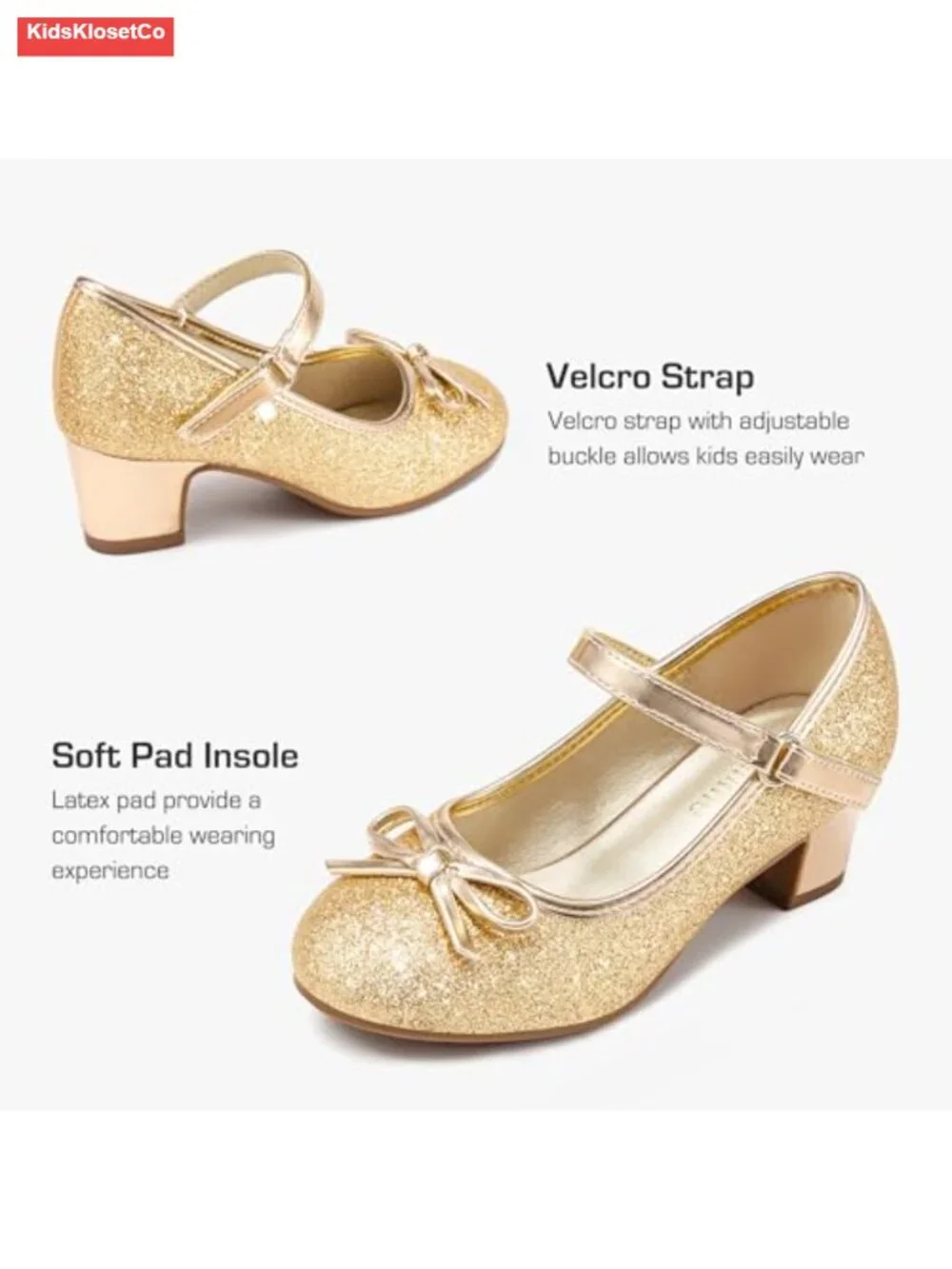 Girls Dress Shoes High Heels with Bow Patent Leather Wedding Party School